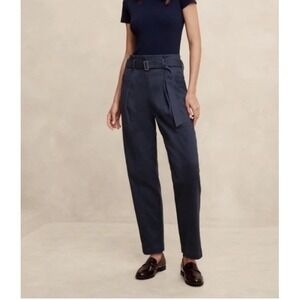 Banana Republic Ultra High Rise Tapered Pant Sz 10 New Navy Blue Belted Ankle